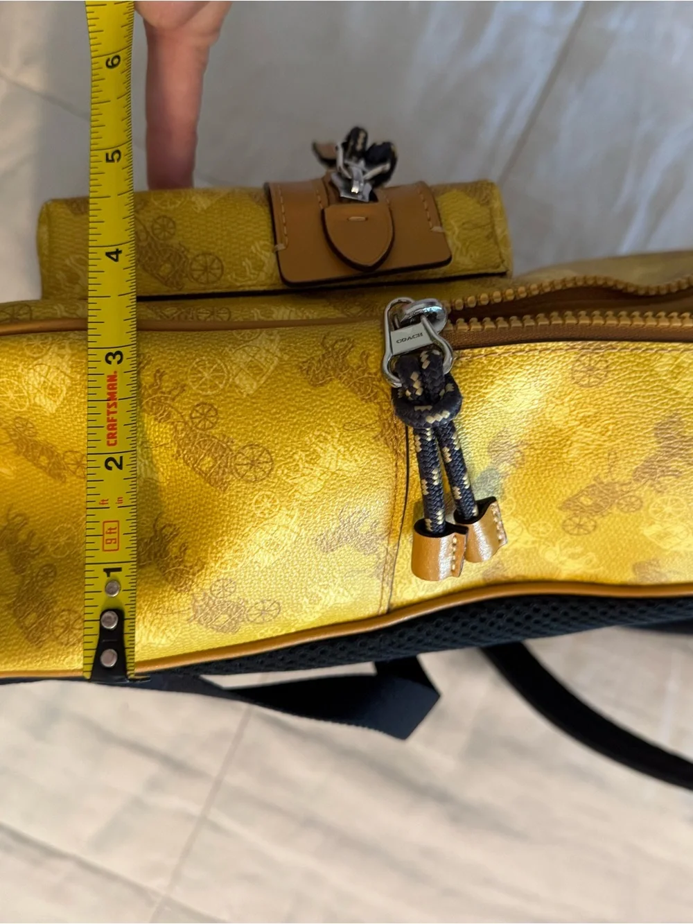 Coach Yellow Signature Compact Backpack with Tan Trim